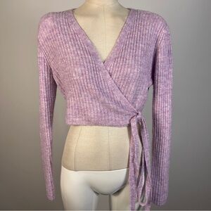 Urban Outfitters Y2K Lavender Knit Wrap Sweater L